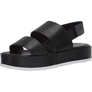 Via Spiga Gabourey2 Women's Black Leather Platform Sandals 8.5